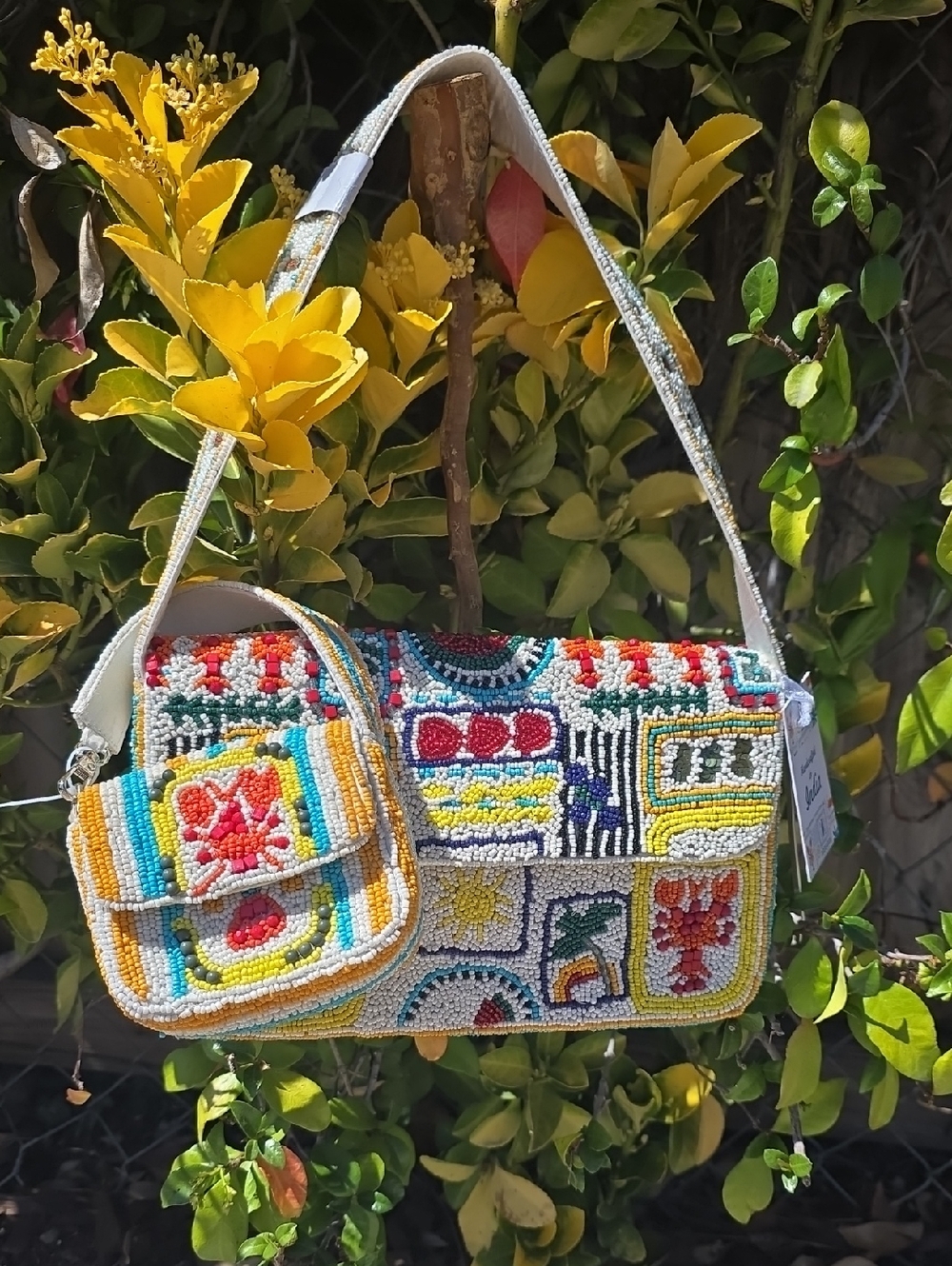 Viral Lobster Patch Beaded Bag with Mini Beaded Bag Charm
